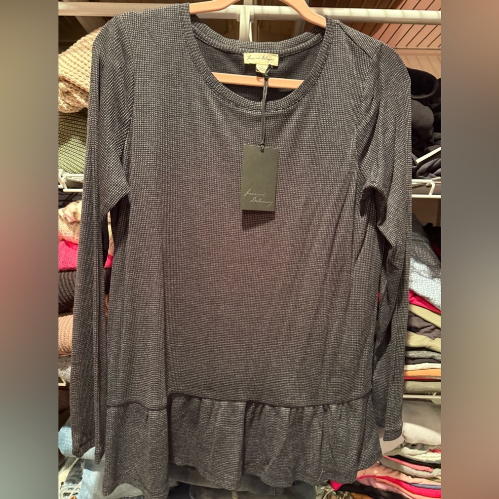 June & Delancey Ruffle Hem Shirt